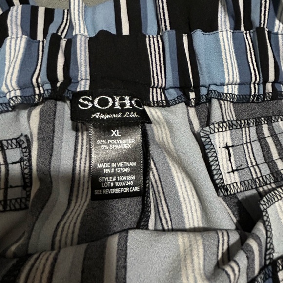 Soho Striped Paperbag Wide-Leg Pants Blue/Black XL Coastal Chic NWOT - Picture 5 of 5